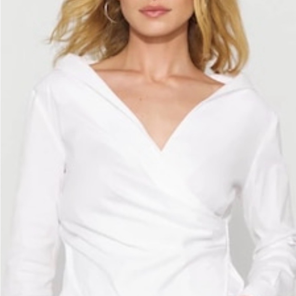 NWT White Poplin Wrap Shirt From WHITEHOUSEBLACKMARKET - Picture 8 of 16
